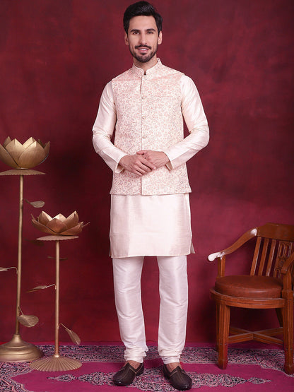 Jompers Men's Woven Design Nehru Jacket - Pink - Distacart