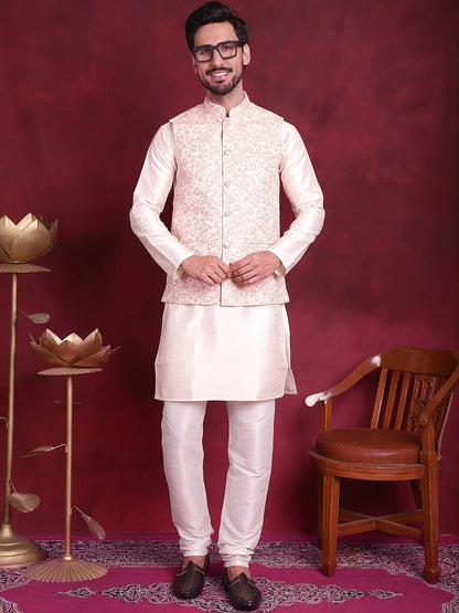 Jompers Men's Woven Design Nehru Jacket - Pink - Distacart