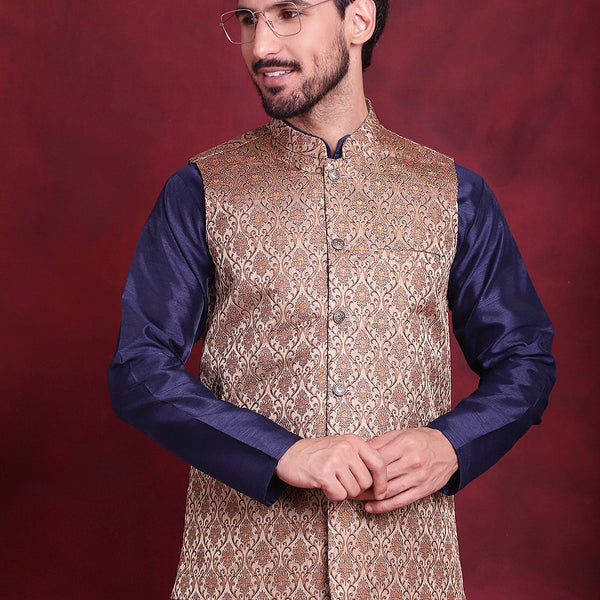 Jompers Men's Woven Design Nehru Jacket - Brown - Distacart