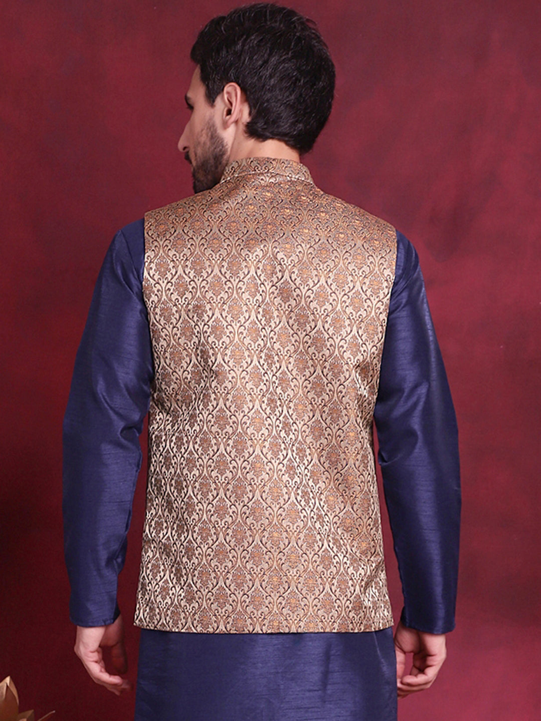 Jompers Men's Woven Design Nehru Jacket - Brown - Distacart