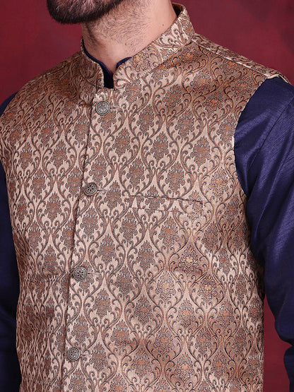 Jompers Men's Woven Design Nehru Jacket - Brown - Distacart