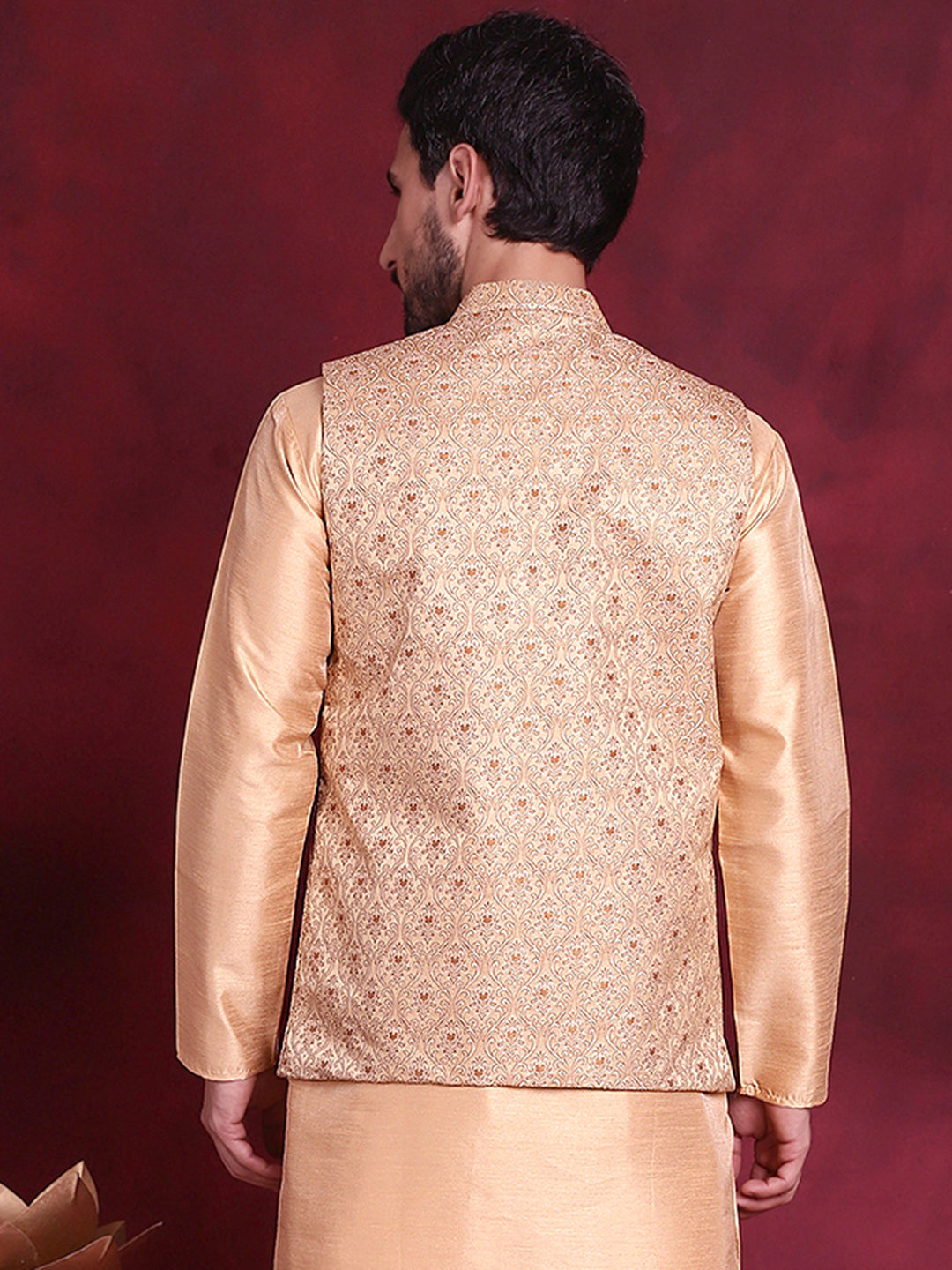 Jompers Men's Woven Design Nehru Jacket - Cream - Distacart