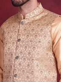 Thumbnail for Jompers Men's Woven Design Nehru Jacket - Cream - Distacart