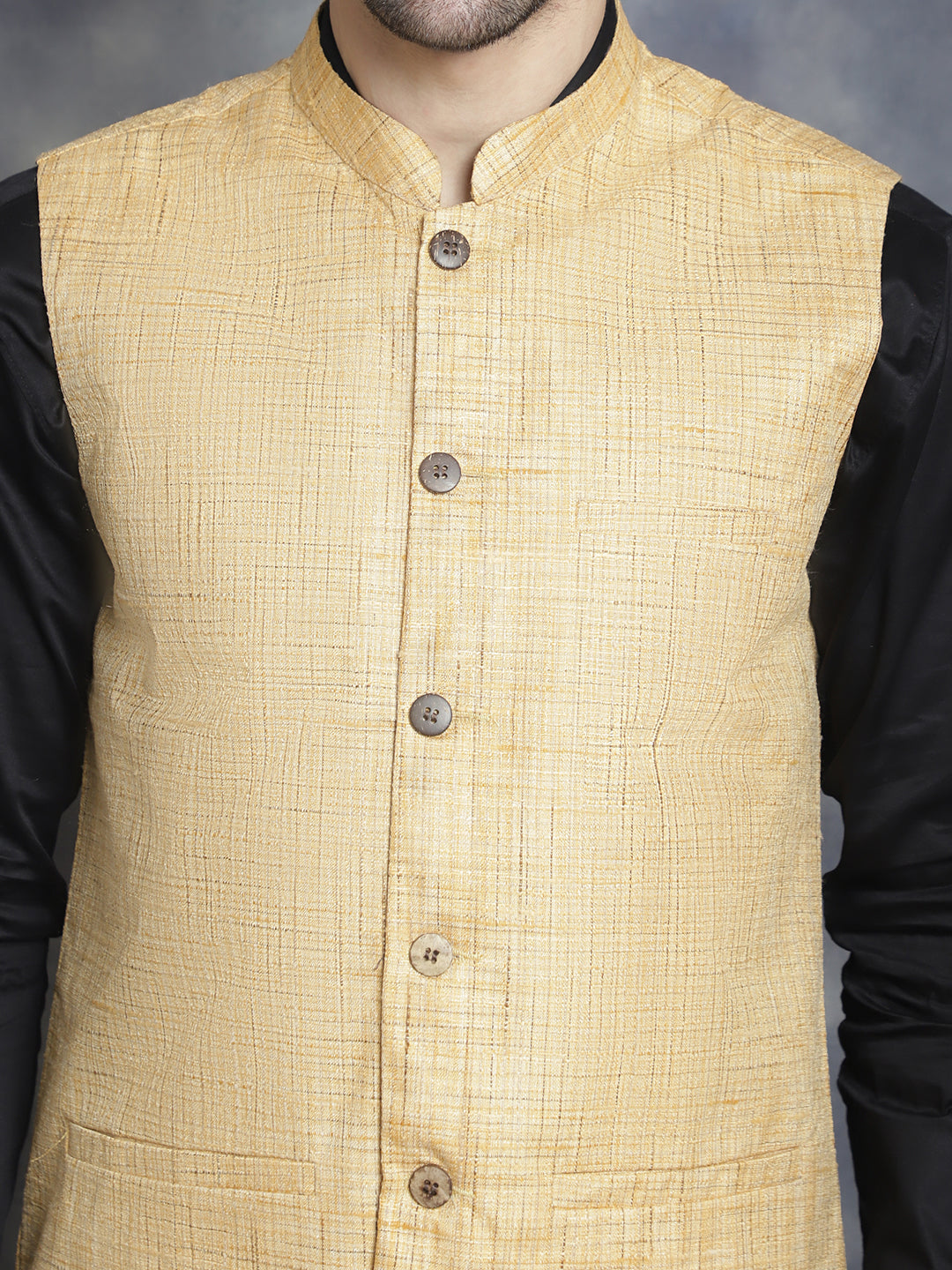 Jompers Men's Woven Design Nehru Jacket - Beige - Distacart