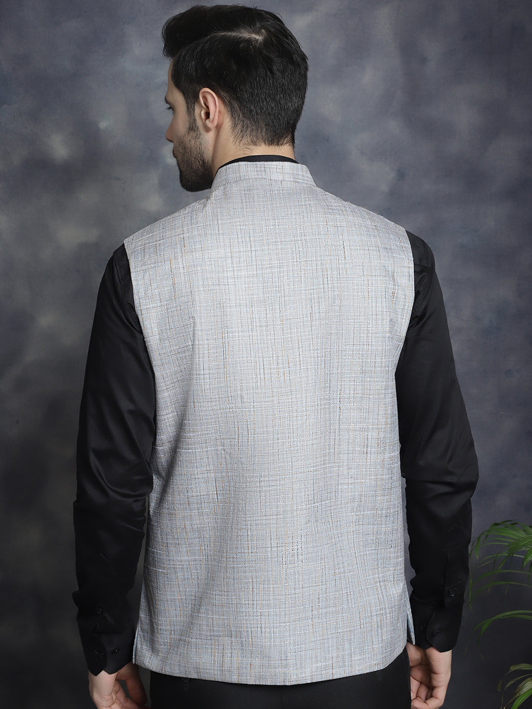 Jompers Men's Woven Design Nehru Jacket - Grey - Distacart