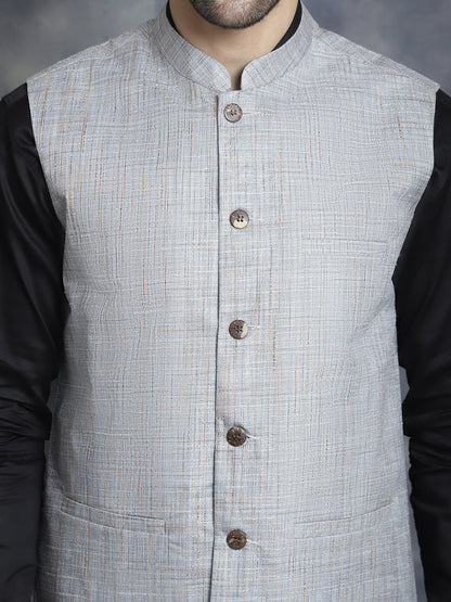 Jompers Men's Woven Design Nehru Jacket - Grey - Distacart