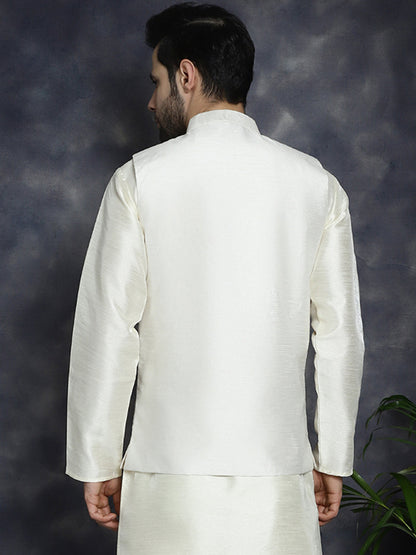 Jompers Men's Sequins and Embroidred Nehru Jacket - White - Distacart