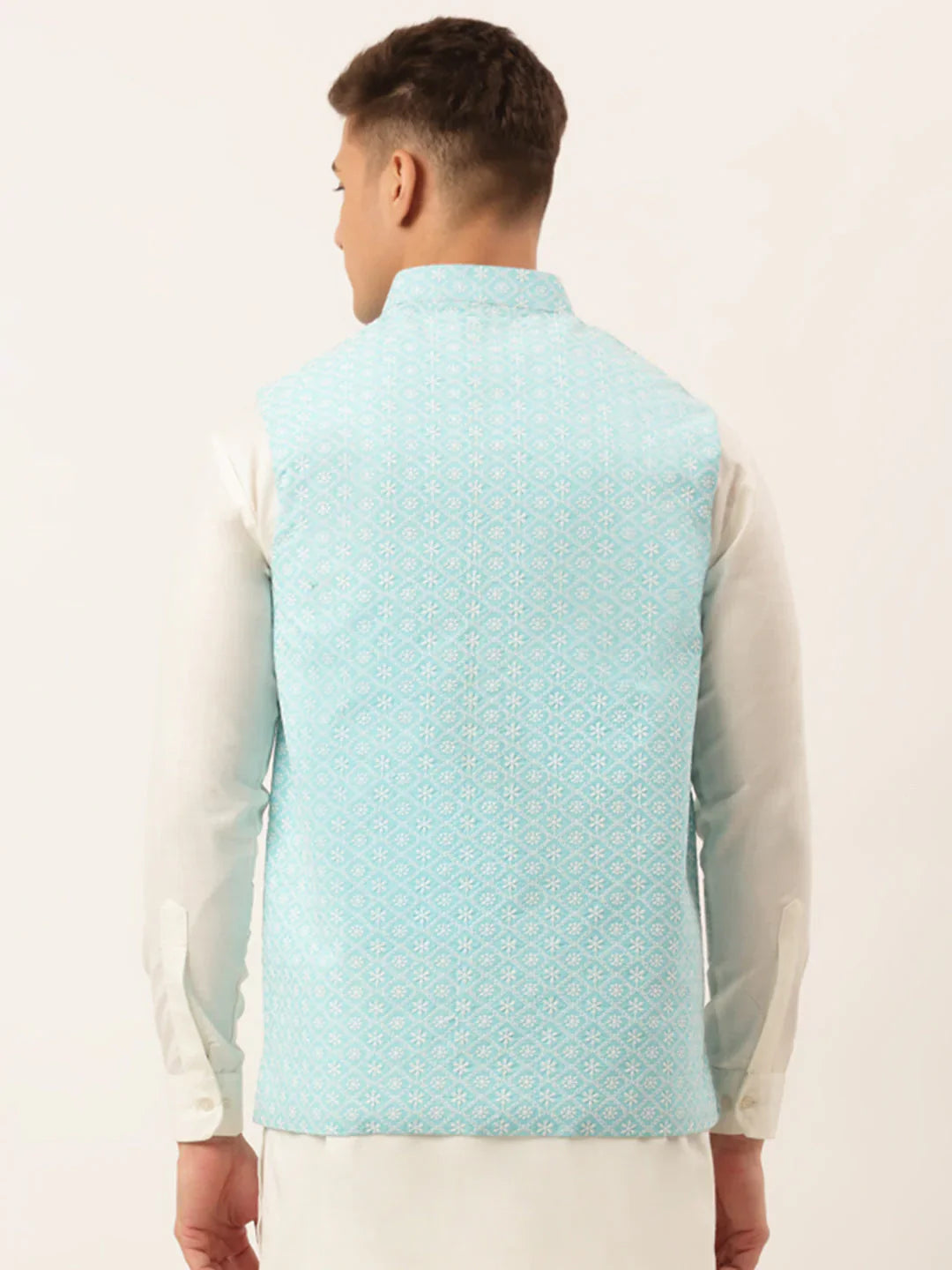 Jompers Men's Sky Embroidered Nehru Jackets - Distacart