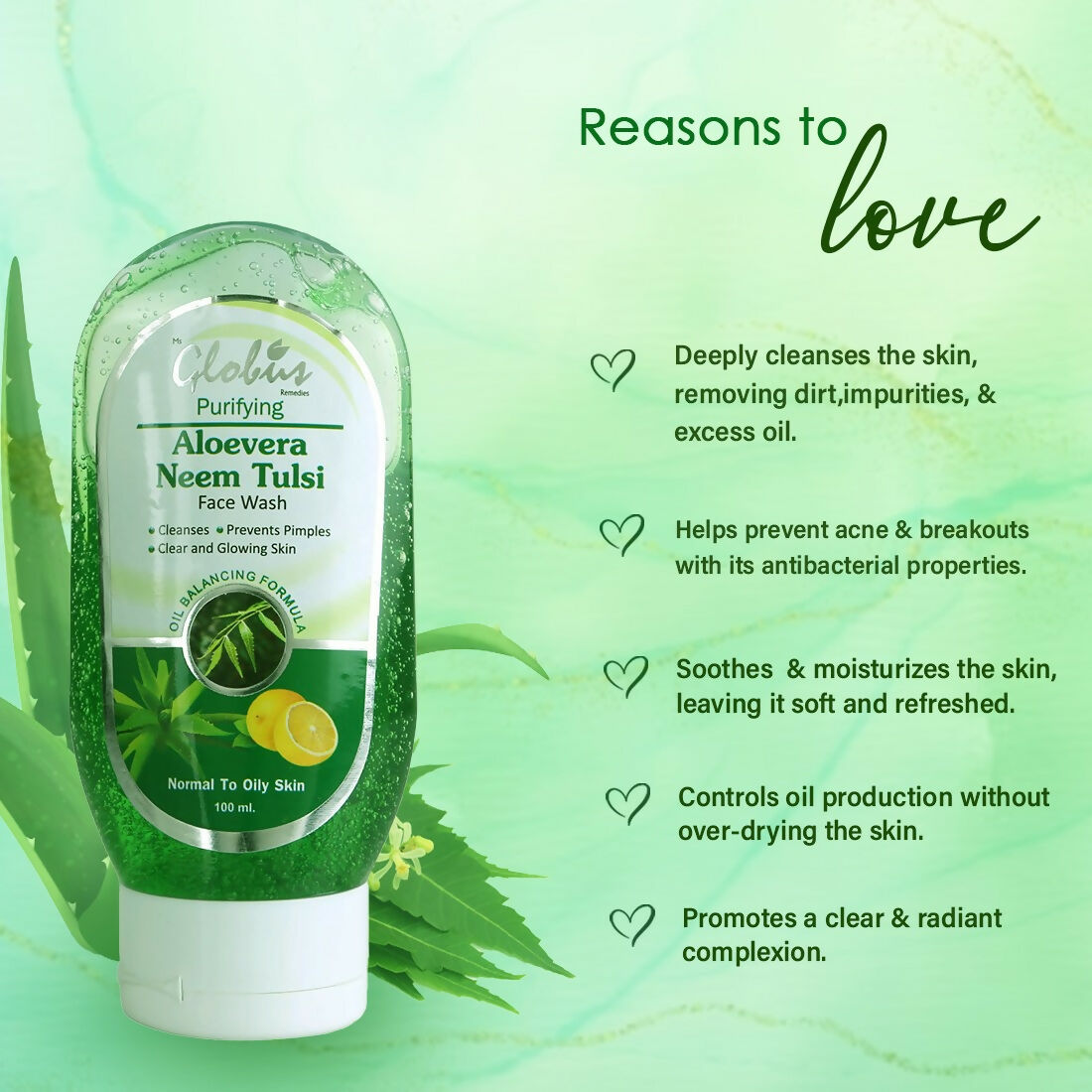 Globus Remedies Aloe vera Neem Tulsi Face Wash