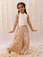 Thumbnail for Lil Drama Mishti Off White Top and Pant Set For Girls
