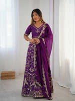 Thumbnail for Aastha Fashion Purple Heavy Thai Silk Designer Wedding Wear Lehenga Choli