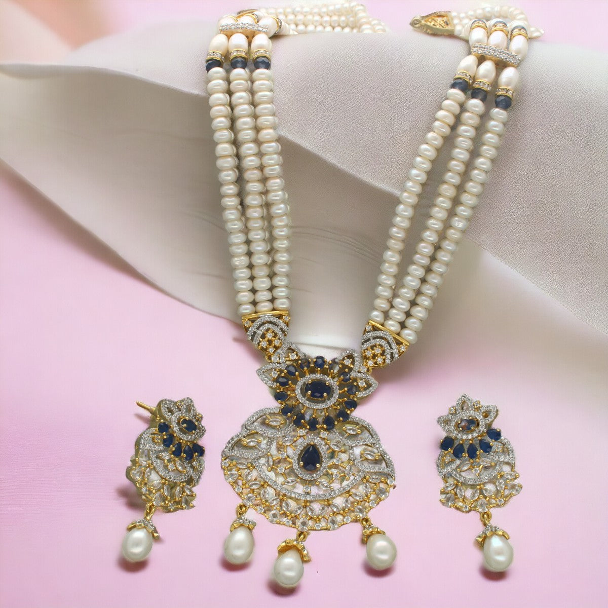 J Pearls Heena 3 Lines Rani Haar Necklace - Distacart