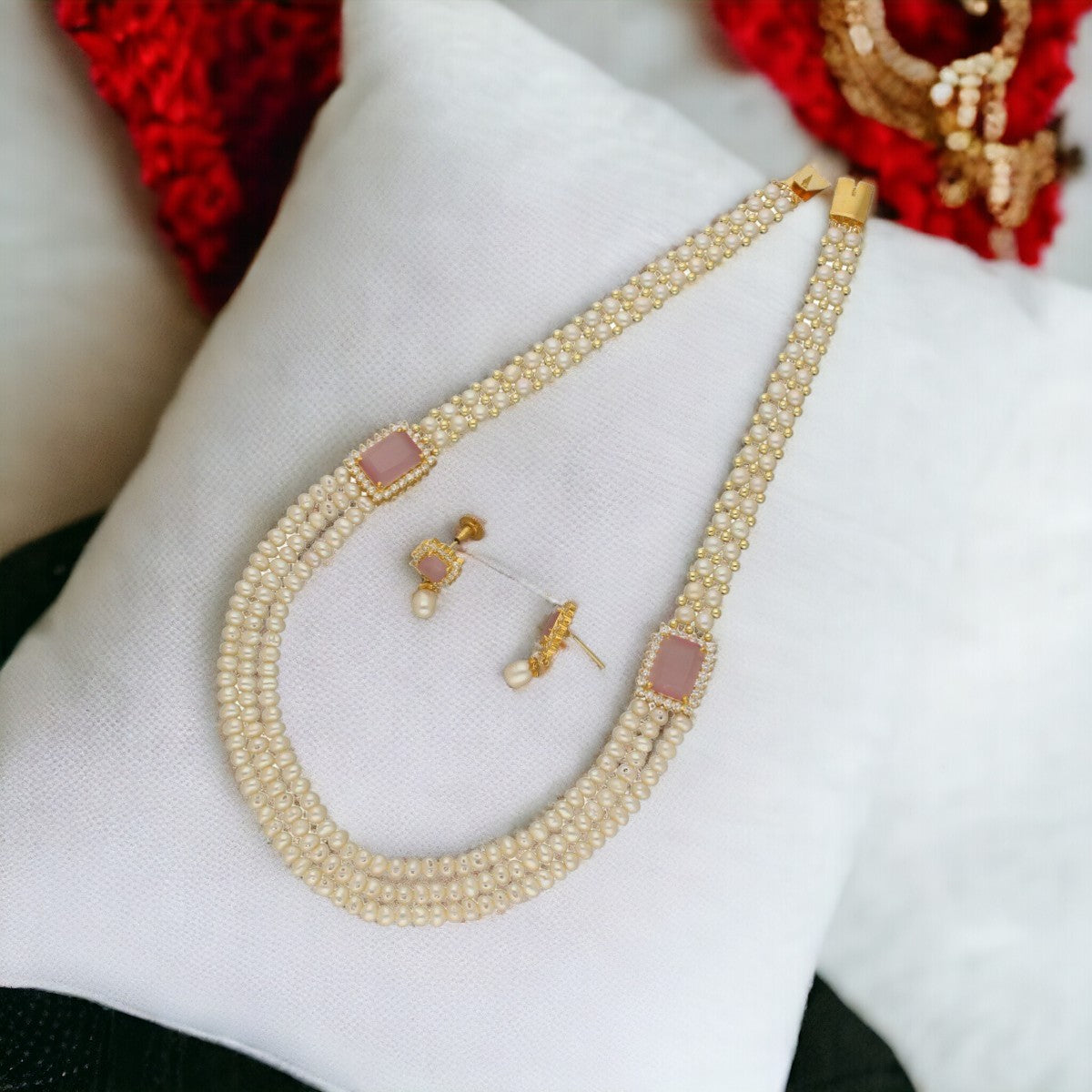 J Pearls Eva 3 String Pearl Necklace - Distacart