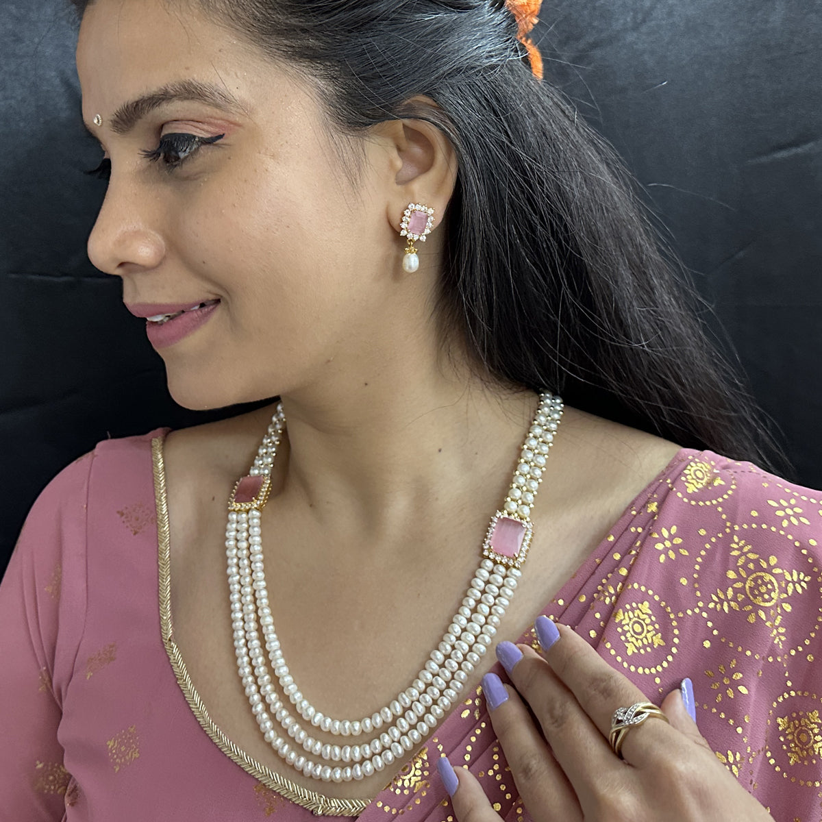 J Pearls Eva 3 String Pearl Necklace - Distacart