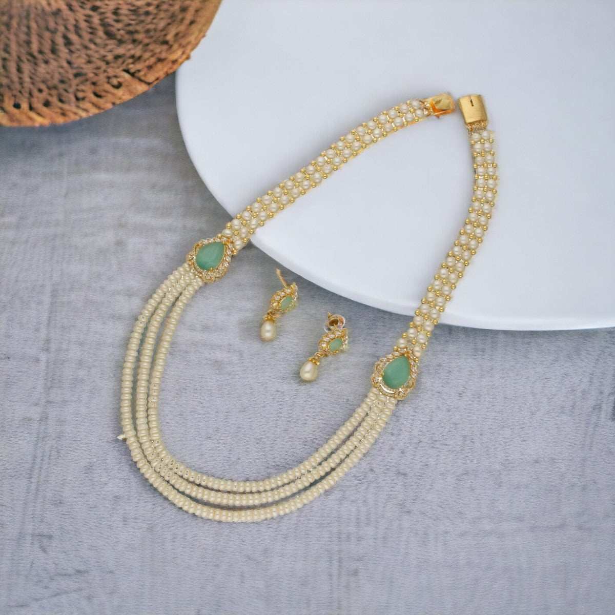 J Pearls Cherry 3 Lines Pearl Necklace - Distacart