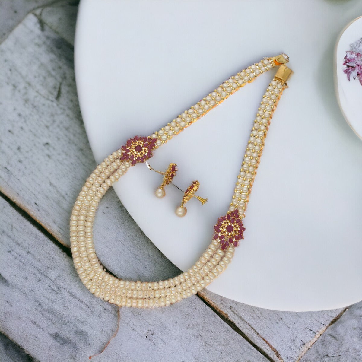 J Pearls Fani 3 Lines Pearl Necklace - Distacart