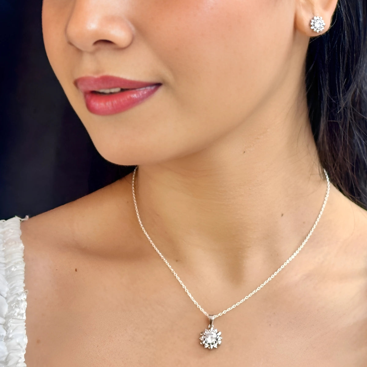 J Pearls Modern 925 Silver Pendant Set - Distacart