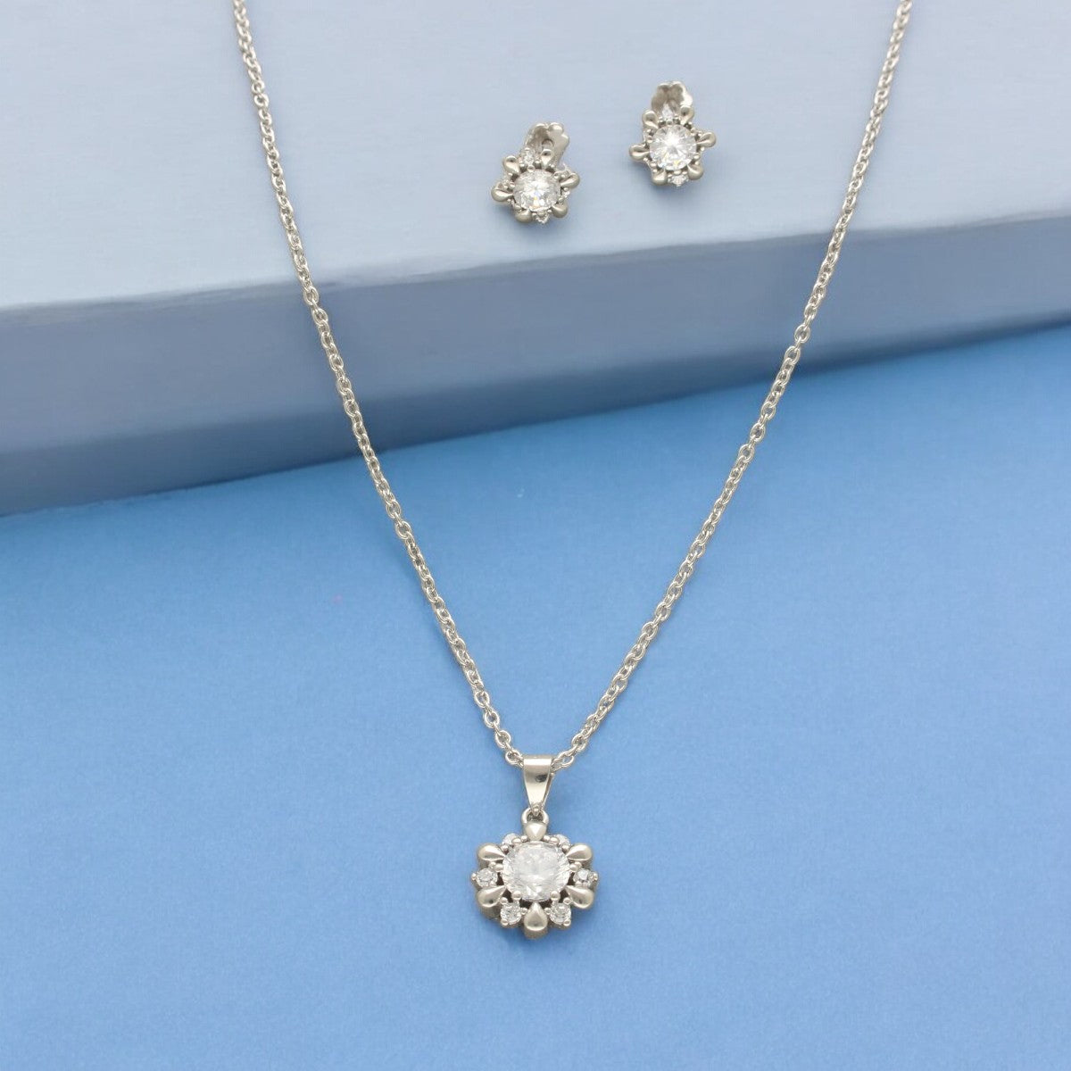 J Pearls Modern 925 Silver Pendant Set - Distacart