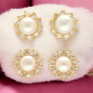 J Pearls Caralin Pearl Earrings Pack 2 - Distacart
