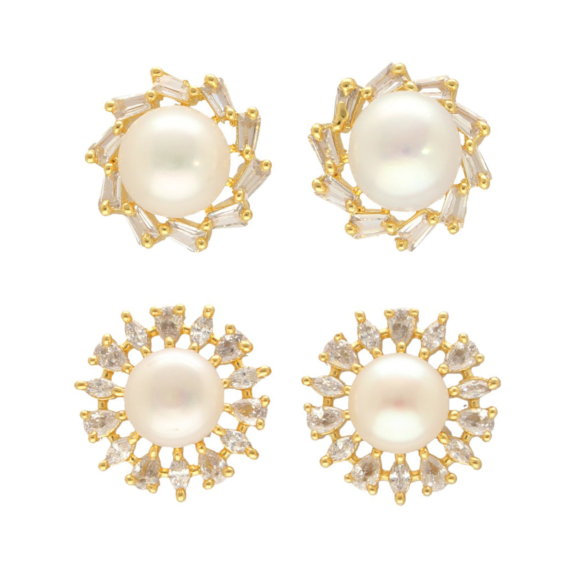 J Pearls Caralin Pearl Earrings Pack 2 - Distacart