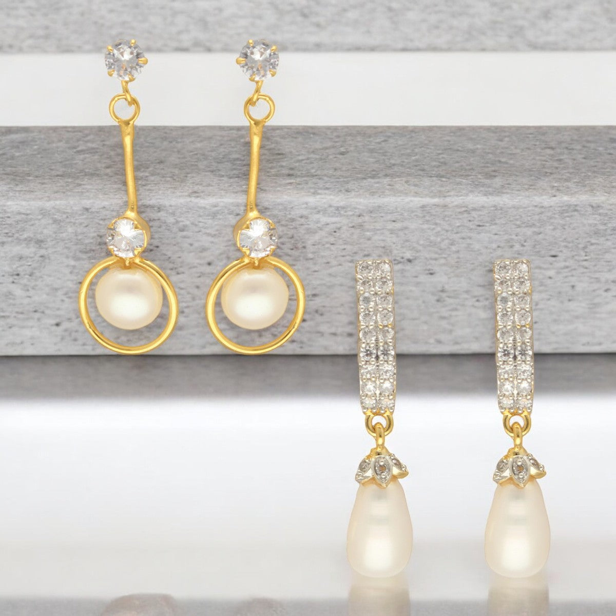 J Pearls Vyom Pearl Earrings Pack 2 - Distacart