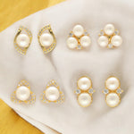 Thumbnail for J Pearls Tanay Pearl Earrings Pack 4 - Distacart