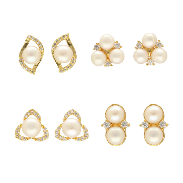 J Pearls Tanay Pearl Earrings Pack 4 - Distacart