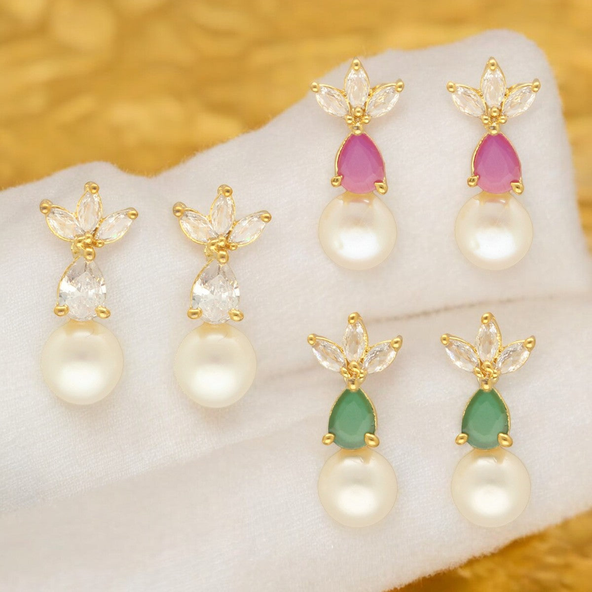 J Pearls Hansin Pearl Earrings Pack 3 - Distacart