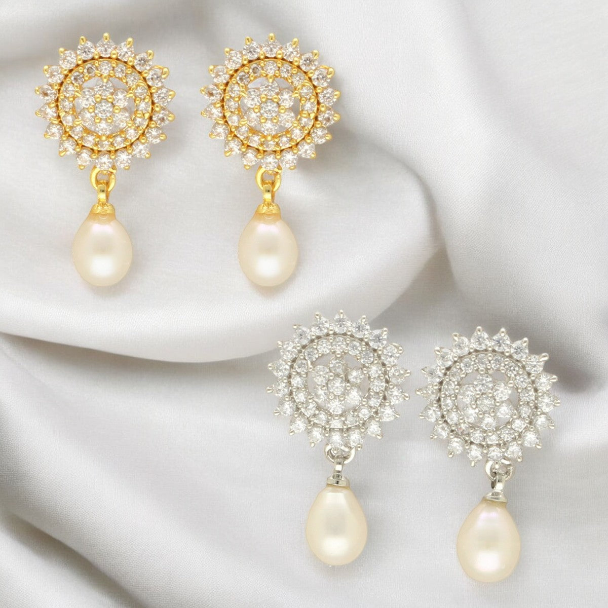 J Pearls Esita Pearl Earrings Pack 2 - Distacart