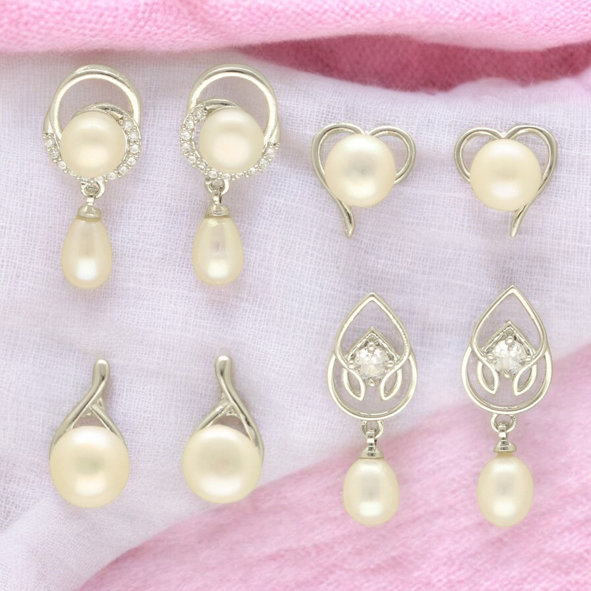 J Pearls Girik Pearl Earrings Pack 4 - Distacart
