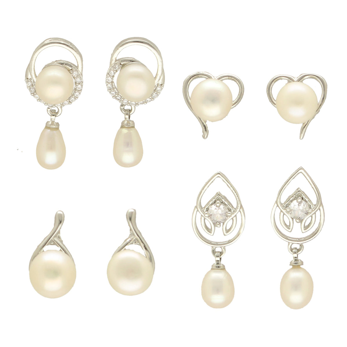 J Pearls Girik Pearl Earrings Pack 4 - Distacart