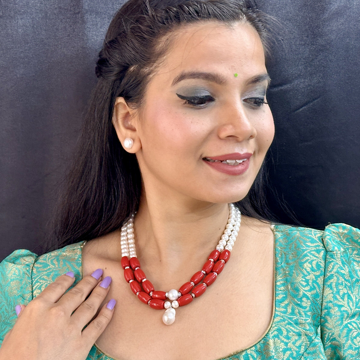 J Pearls Cherry 2 Lines Round Pearl Necklaces - Distacart