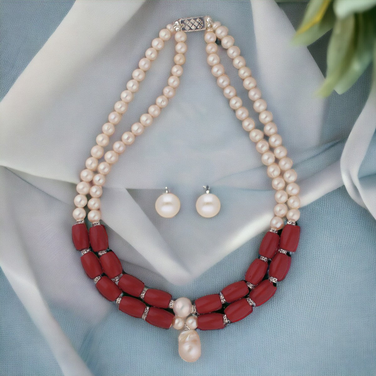 J Pearls Cherry 2 Lines Round Pearl Necklaces - Distacart