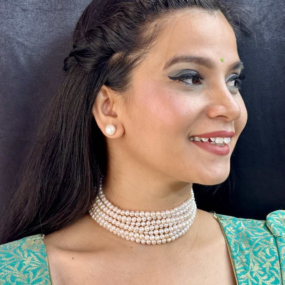 J Pearls Qiyara 7 Lines Baroque Pearl Choker Set - Distacart