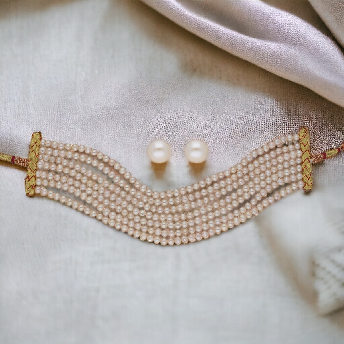 J Pearls Qiyara 7 Lines Baroque Pearl Choker Set - Distacart