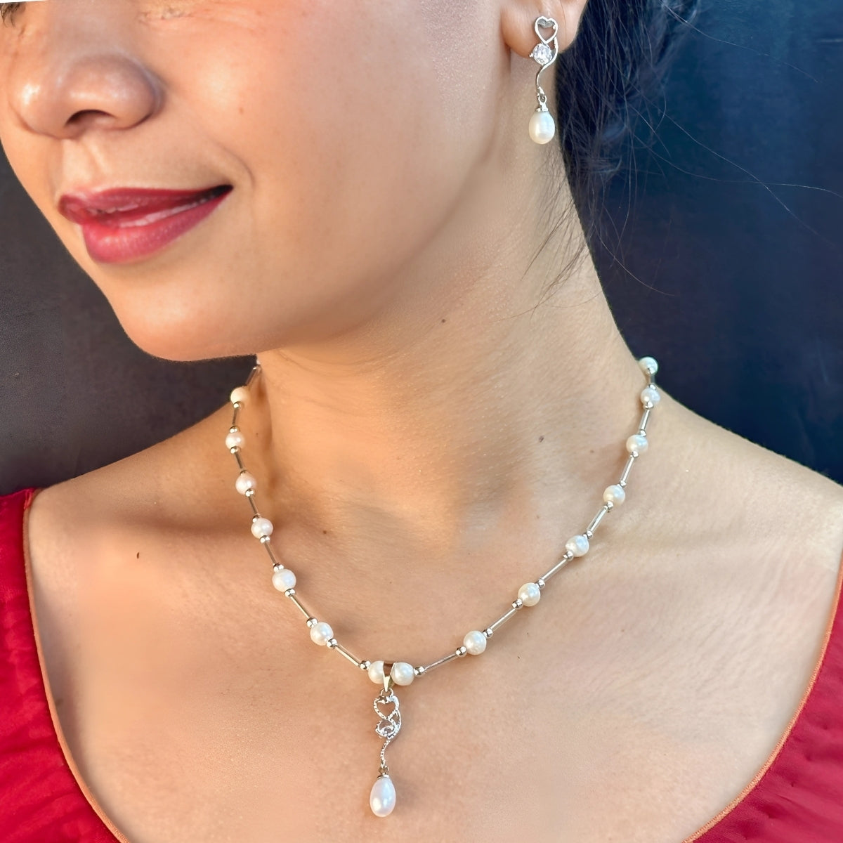 J Pearls Jivika Pearl Pendant Set - Distacart