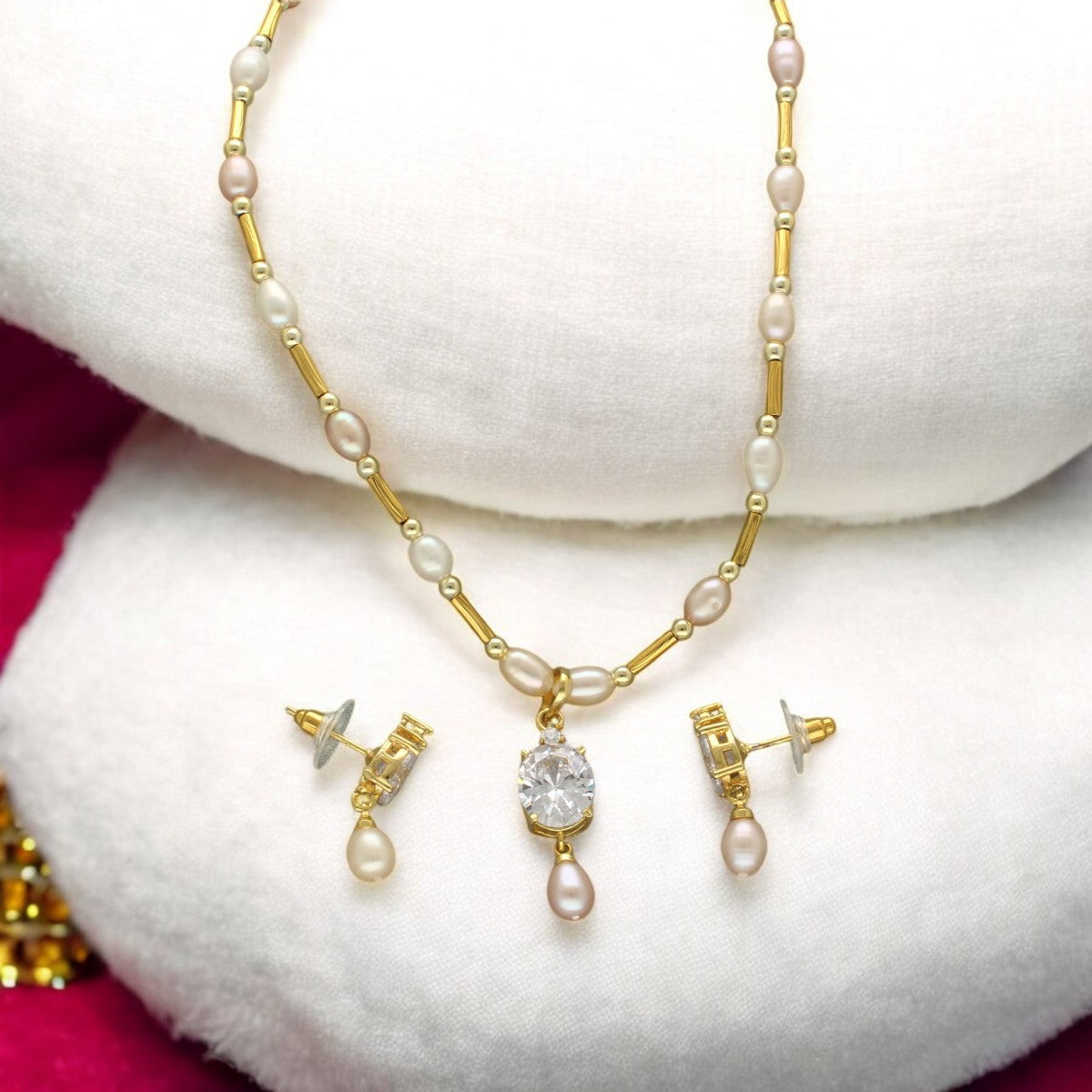 J Pearls Jeeval Pearl Pendant Set - Distacart