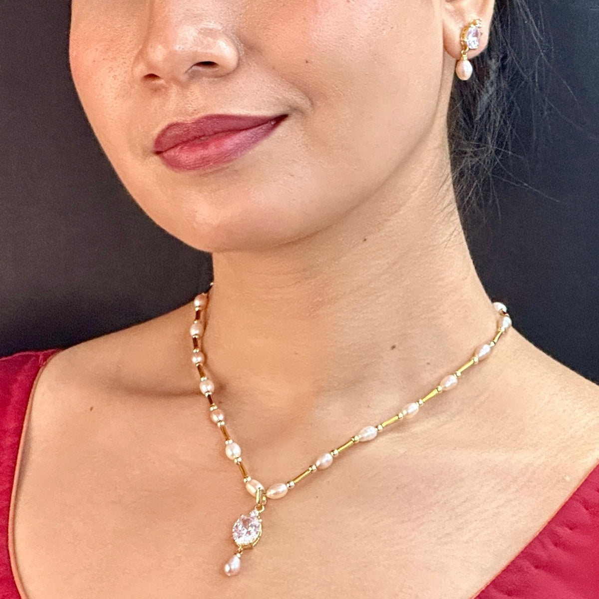 J Pearls Jeeval Pearl Pendant Set - Distacart