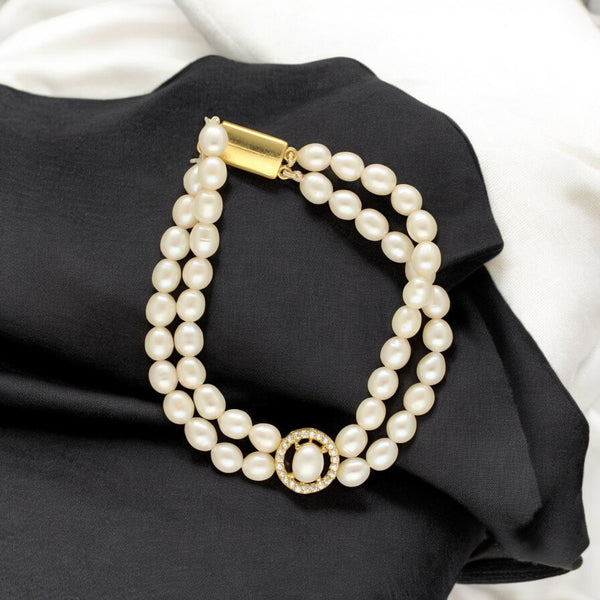 J Pearls Caralin Dual Line Pearl Bracelet - Distacart