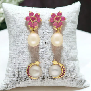 J Pearls Moonlit Combo Of 2Pair Earrings - Distacart