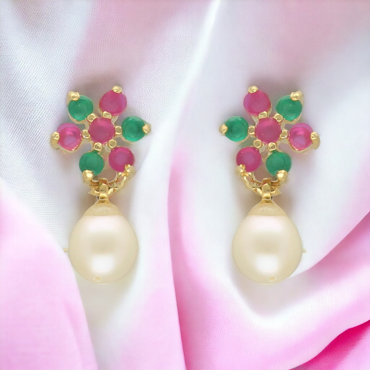 J Pearls Colourful Combo Of 3Pair Earrings - Distacart