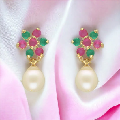 J Pearls Colourful Combo Of 3Pair Earrings - Distacart