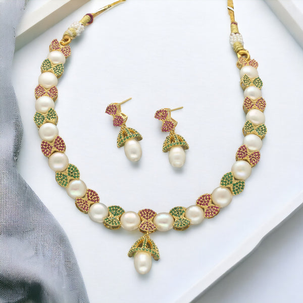 J Pearls Regal Pearl Necklace Set - Distacart