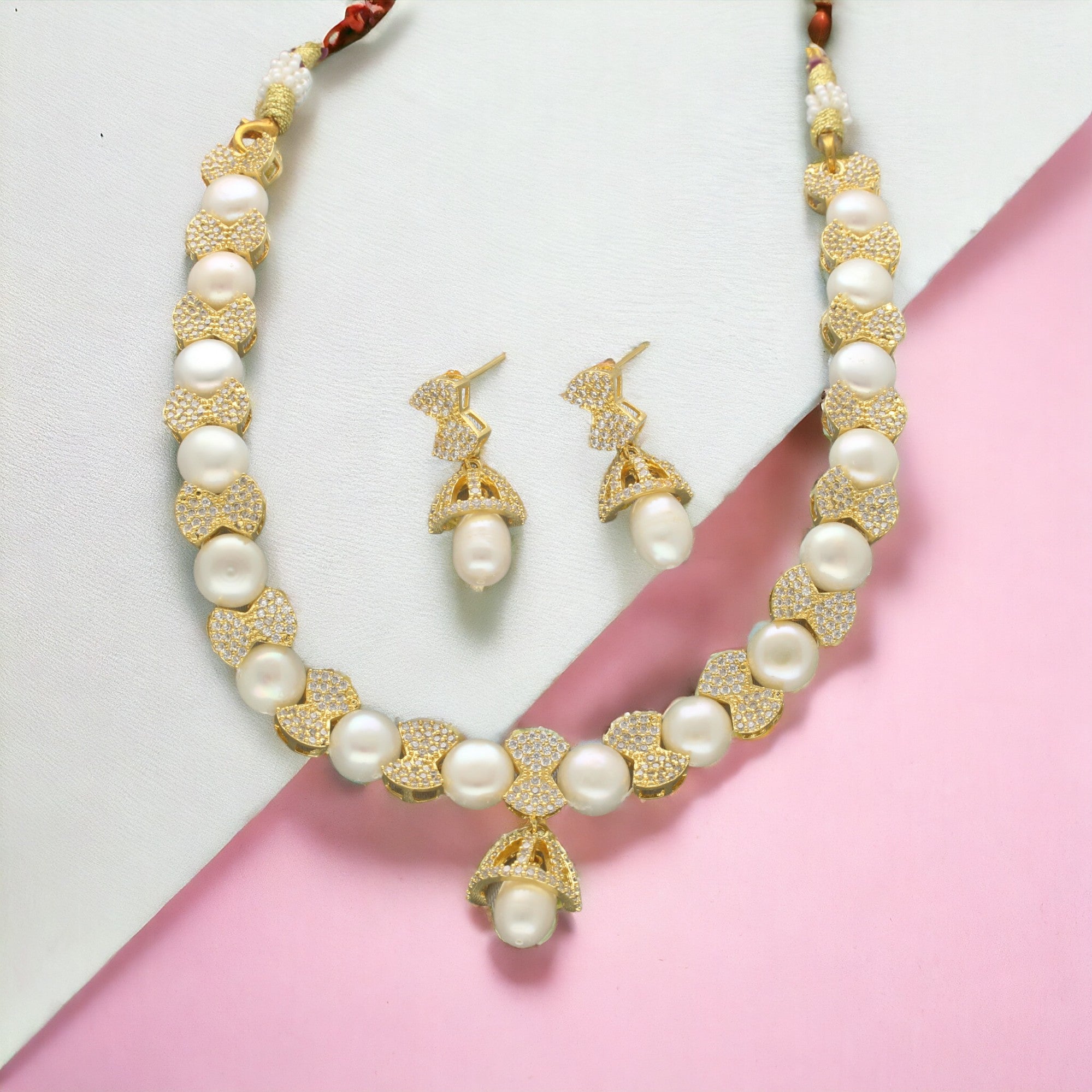 J Pearls Shine Pearl Necklace Set - Distacart