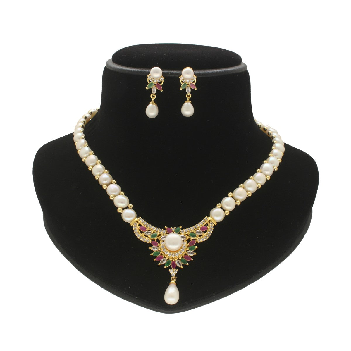 J Pearls Glittering Pearl Necklace Set - Distacart