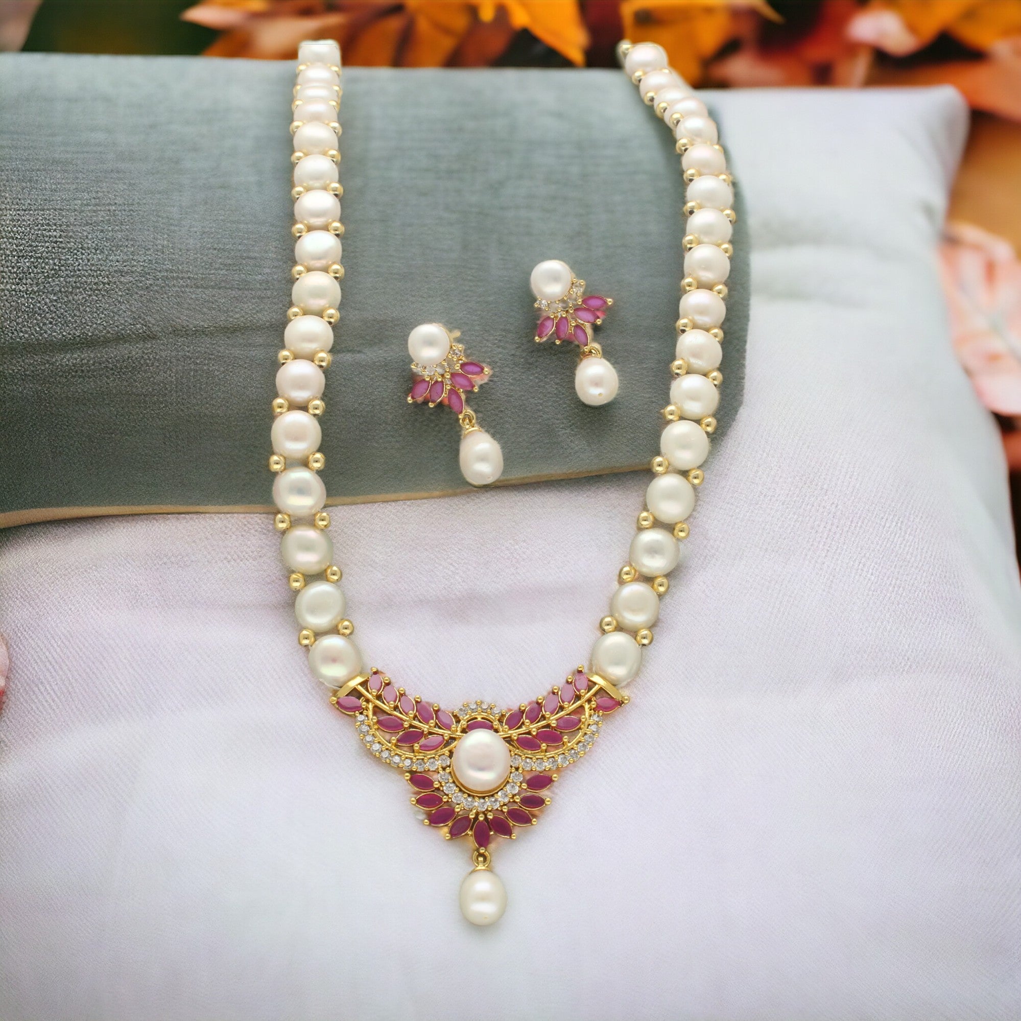 J Pearls Twinkle Pearl Necklace Set - Distacart
