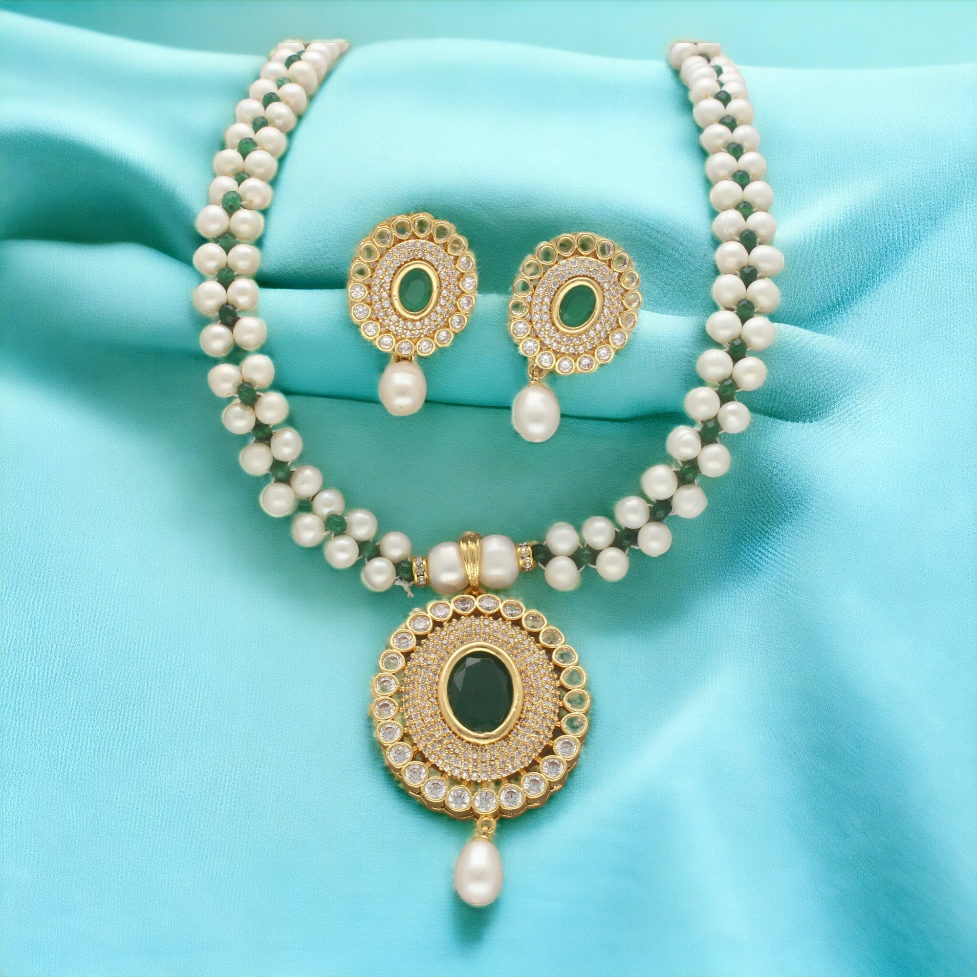 J Pearls Moonlite Pearl Necklace Set - Distacart