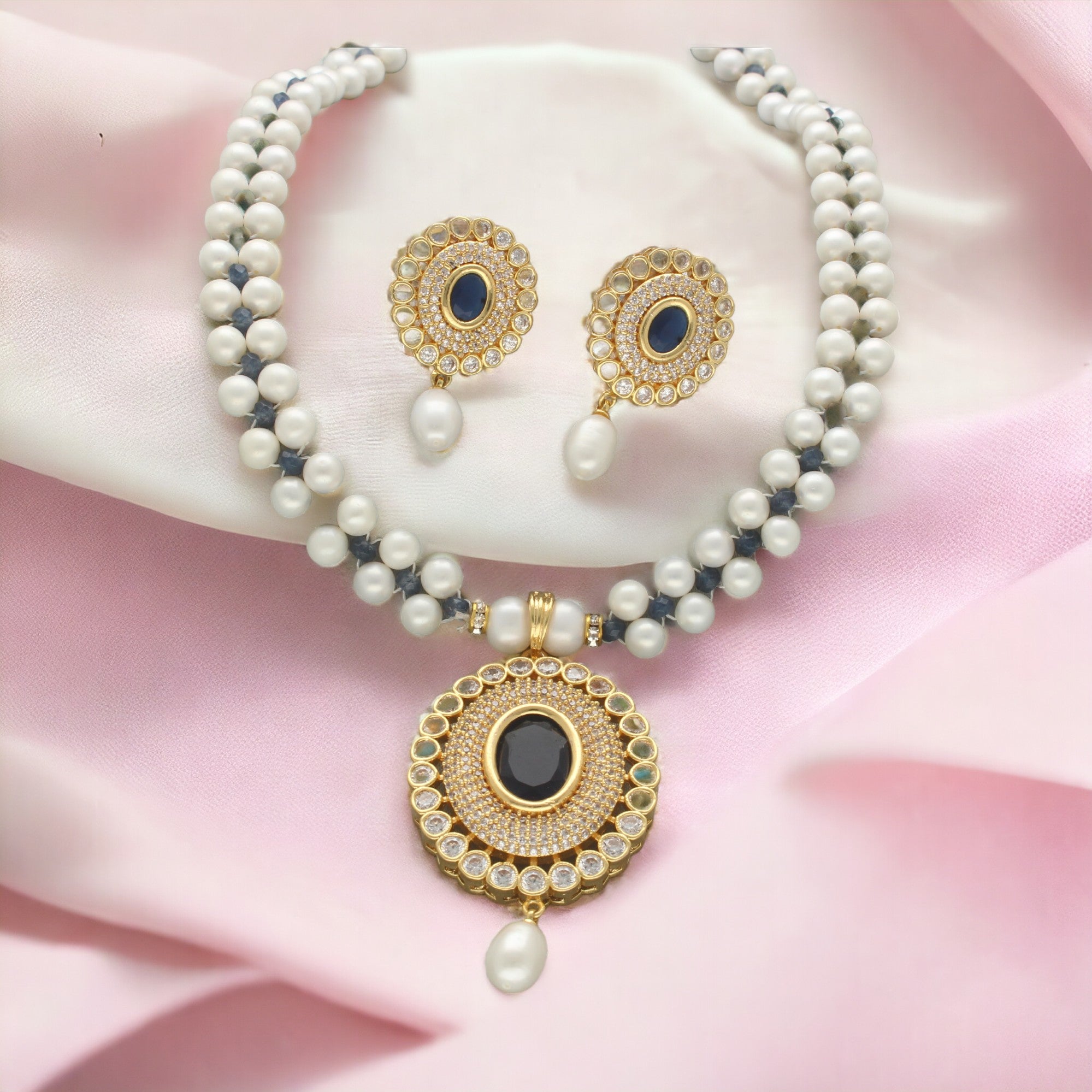 J Pearls Rosette Pearl Necklace Set - Distacart
