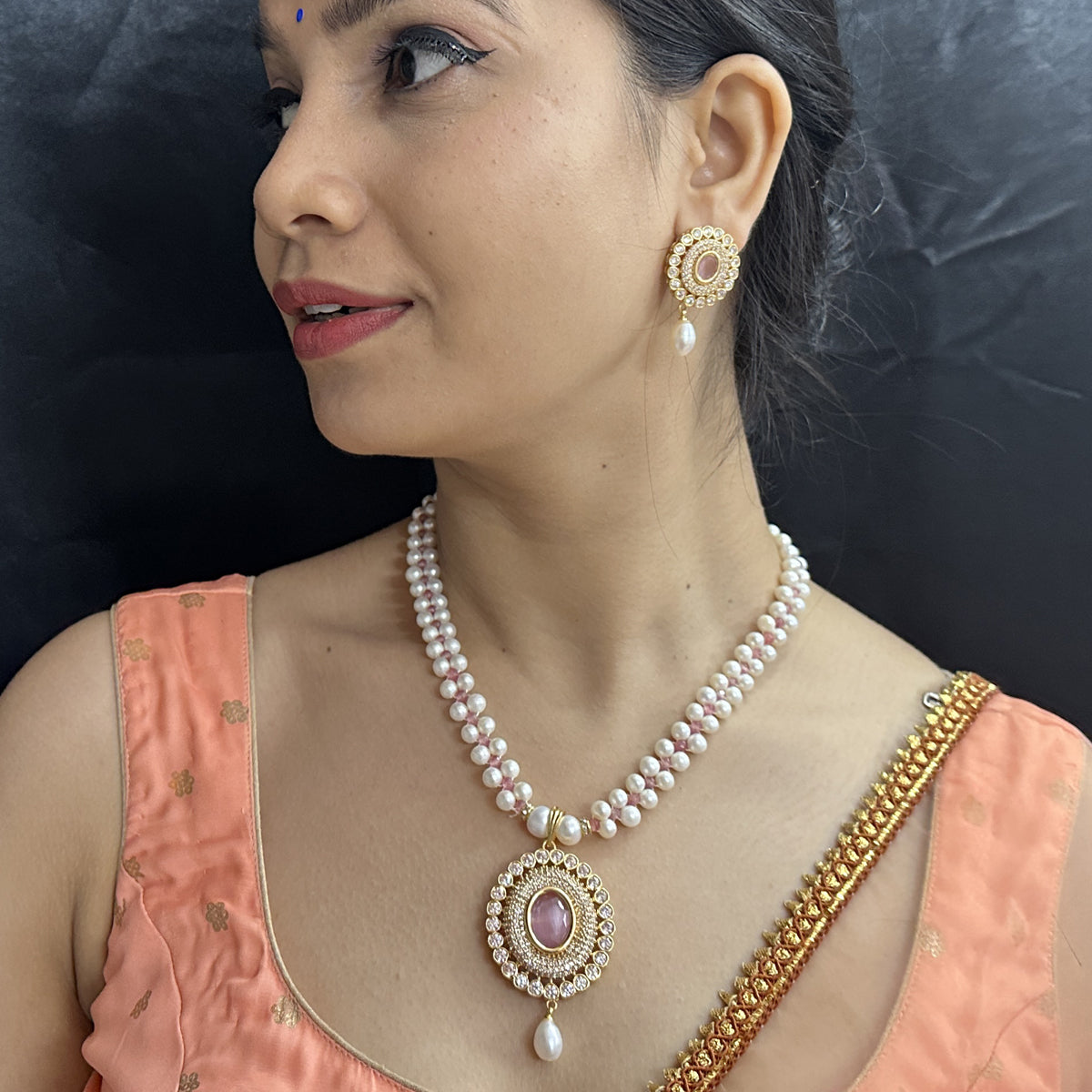 J Pearls Crystal Pearl Necklace Set - Distacart