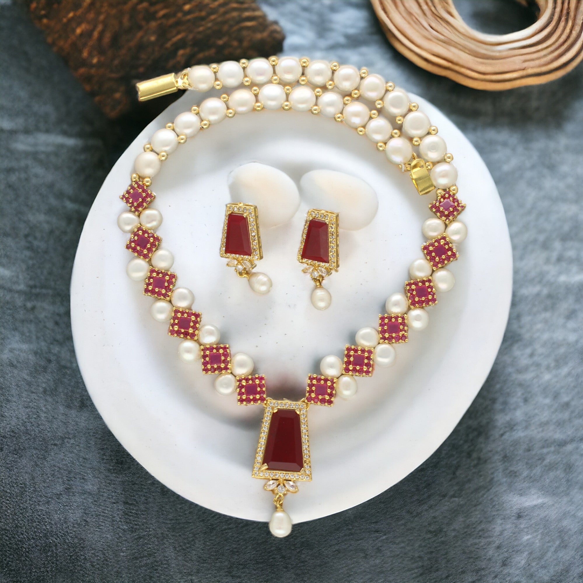 J Pearls Elegance Pearl Necklace Set - Distacart